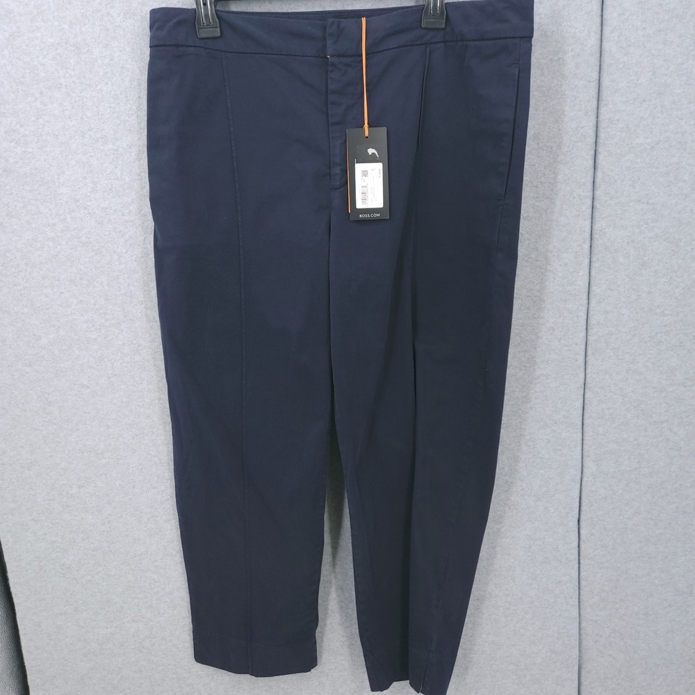 Boss Orange Teresita Dark Blue Straight Leg Trouser Pants Womens Size 12 NWT